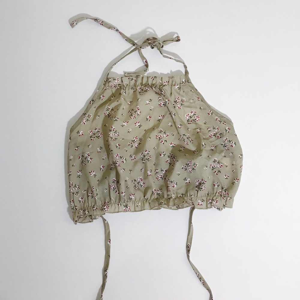 Light Green Flowery Crop Top